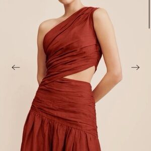 JOSLIN ONE SHOULDER DRESS - MERLOT